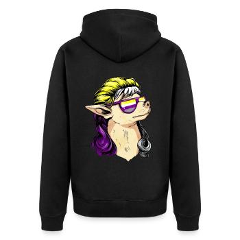 Non Binary Pride Flag Mullet Chihuahua Dog Su - Veste à capuche bio Premium Unisexe - noir - Dos - Nico (187cm)