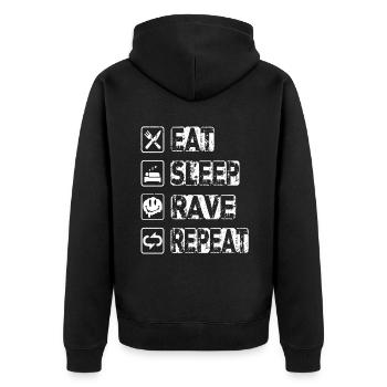 Eat Sleep Rave Repeat - Unisex Premium Bio Zip Hoodie - Schwarz - Hinten - Nico (187cm)