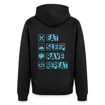 Eat Sleep Rave Repeat - Unisex Premium Bio Zip Hoodie - Schwarz - Hinten - Nico (187cm)