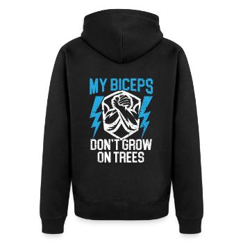 My Biceps Don't Grow On Trees Arm Wrestling - Unisex Premium Bio Zip Hoodie - Schwarz - Hinten - Nico (187cm)