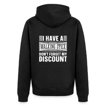 Rentner Rente Witzig Dont Forget My Discount - Unisex Premium Bio Zip Hoodie - Schwarz - Hinten - Nico (187cm)