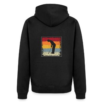 Golf Retro - Unisex Premium Bio Zip Hoodie - Schwarz - Hinten - Nico (187cm)