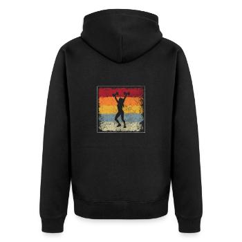 fitness girl retro - Unisex Premium Bio Zip Hoodie - Schwarz - Hinten - Nico (187cm)