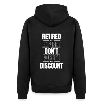Rentner Rente Witzig Dont Forget My Discount - Unisex Premium Bio Zip Hoodie - Schwarz - Hinten - Nico (187cm)