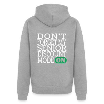 Rentner Rente Lustig - Unisex Premium Bio Zip Hoodie - Grau meliert - Hinten - Nico (187cm)