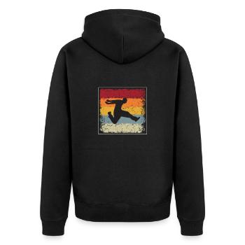 Parkour Retro - Unisex Premium Bio Zip Hoodie - Schwarz - Hinten - Nico (187cm)