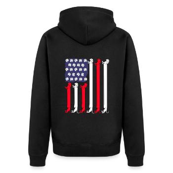 Dackel Hund Geschenk 4th Of July Dachshund - Unisex Premium Bio Zip Hoodie - Schwarz - Hinten - Nico (187cm)