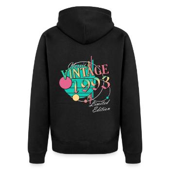 Millésime 1993 30e anniversaire Vintage Retro Limited - Veste à capuche bio Premium Unisexe - noir - Dos - Nico (187cm)
