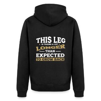 Ein Bein Witz Humor Geschenk - Unisex Premium Bio Zip Hoodie - Schwarz - Hinten - Nico (187cm)