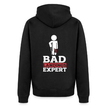 Ein Bein Witz Humor Geschenk - Unisex Premium Bio Zip Hoodie - Schwarz - Hinten - Nico (187cm)