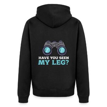 Ein Bein Witz Humor Geschenk - Unisex Premium Bio Zip Hoodie - Schwarz - Hinten - Nico (187cm)
