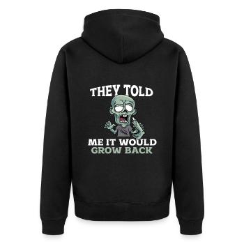 Ein Bein Witz Humor Geschenk - Unisex Premium Bio Zip Hoodie - Schwarz - Hinten - Nico (187cm)
