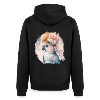 Mignon Cacatoès Perroquet Oiseau Fleur Couronne Oiseaux de compagnie - Veste à capuche bio Premium Unisexe - noir - Dos - Nico (187cm)