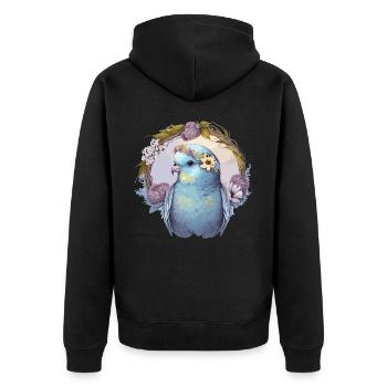 Perruche mignonne Budgie Bird Fleur Couronne Oiseaux de compagnie - Veste à capuche bio Premium Unisexe - noir - Dos - Nico (187cm)