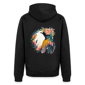 Cute Bird Of Paradise Bird Flower Crown Pet Birds - Unisex Premium Organic Zip Hoodie - black - Back - Nico (187cm)