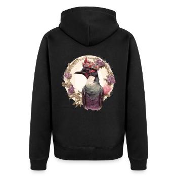 Watercolor Woodpecker Bird Flower Crown Pet Birds - Unisex Premium Bio Zip Hoodie - Schwarz - Hinten - Nico (187cm)