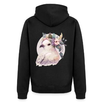Mignon pigeon blanc pigeon oiseau couronne couronne oiseaux de compagnie - Veste à capuche bio Premium Unisexe - noir - Dos - Nico (187cm)