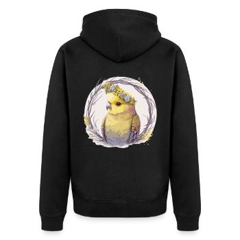 Mignon perruche jaune perruche oiseau fleur couronne animal de compagnie - Veste à capuche bio Premium Unisexe - noir - Dos - Nico (187cm)