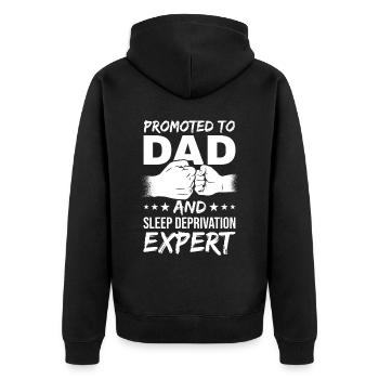 Promoted to Dad Father's Day Dad Father Gift - Unisex Premium Organic Zip Hoodie - black - Back - Nico (187cm)
