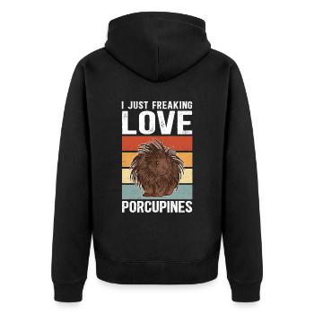 Porcs-épics Cadeau de porc-épic - Veste à capuche bio Premium Unisexe - noir - Dos - Nico (187cm)