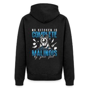 Belgian Malinois No Kitchen Is Complete Police Dog - Unisex Premium Bio Zip Hoodie - Schwarz - Hinten - Nico (187cm)