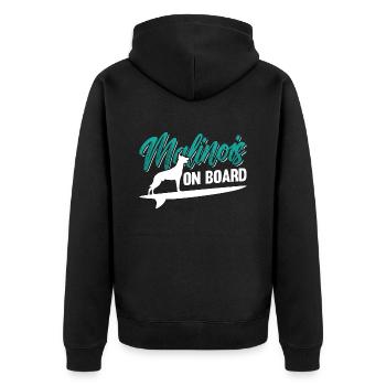 Belgian Malinois On Board Police Dog Canine Pet - Unisex Premium Bio Zip Hoodie - Schwarz - Hinten - Nico (187cm)