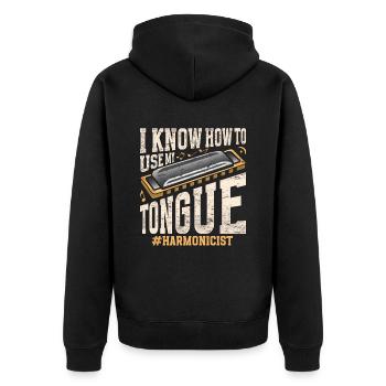 Harmonica harmonica player - Unisex Premium Organic Zip Hoodie - black - Back - Nico (187cm)