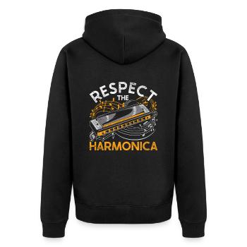 Harmonica harmonica player - Unisex Premium Organic Zip Hoodie - black - Back - Nico (187cm)