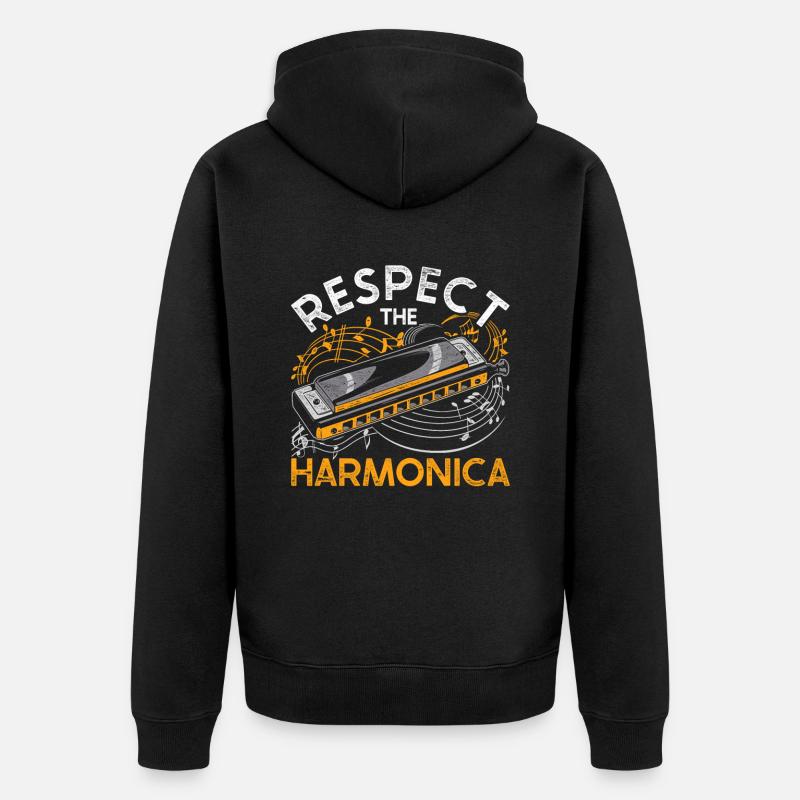 Harmonica harmonica player - Unisex Premium Organic Zip Hoodie - black