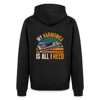 Harmonica harmonica player - Unisex Premium Organic Zip Hoodie - black - Back - Nico (187cm)