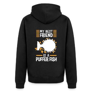 Puffer fish is my friend Giant puffer fish - Unisex Premium Organic Zip Hoodie - black - Back - Nico (187cm)