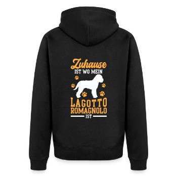 Lagotto Romagnolo ist Zuhause Wasserhund - Unisex Premium Bio Zip Hoodie - Schwarz - Hinten - Nico (187cm)
