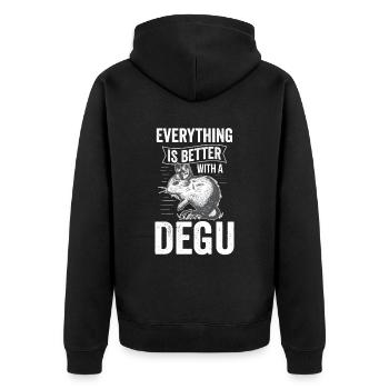 Everything is better with Degu Rodent Upset Rat - Unisex Premium Organic Zip Hoodie - black - Back - Nico (187cm)