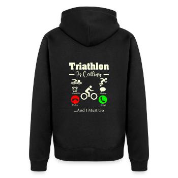 Triathlon Swim Bike Run Sports Triathlete - Unisex Premium Organic Zip Hoodie - black - Back - Nico (187cm)