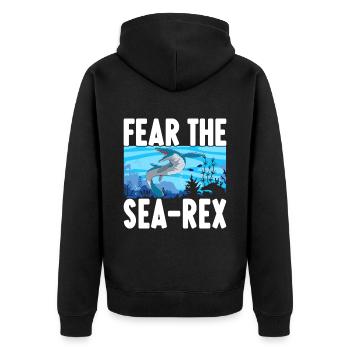 Mosasaurus Dinosaurier - Unisex Premium Bio Zip Hoodie - Schwarz - Hinten - Nico (187cm)