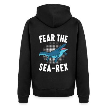 Mosasaurus Dinosaurier - Unisex Premium Bio Zip Hoodie - Schwarz - Hinten - Nico (187cm)