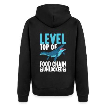 Mosasaurus Dinosaurier - Unisex Premium Bio Zip Hoodie - Schwarz - Hinten - Nico (187cm)