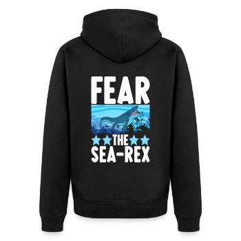 Mosasaurus Dinosaurier - Unisex Premium Bio Zip Hoodie - Schwarz - Hinten - Nico (187cm)