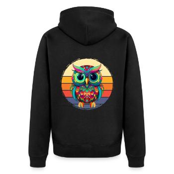 Streetart Eule für eine Street Art Fans Künstler - Unisex Premium Bio Zip Hoodie - Schwarz - Hinten - Nico (187cm)