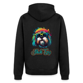 Shih Tzu Hund Hunderasse Löwenhund - Unisex Premium Bio Zip Hoodie - Schwarz - Hinten - Nico (187cm)