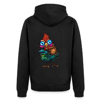 Funny Rooster Chickens Breeding Chicken Lover - Unisex Premium Organic Zip Hoodie - black - Back - Nico (187cm)