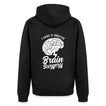 I have survived brain surgery - Unisex Premium Organic Zip Hoodie - black - Back - Nico (187cm)