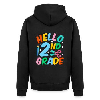 Bonjour 2e année deuxième année deuxième année - Veste à capuche bio Premium Unisexe - noir - Dos - Nico (187cm)