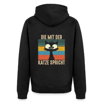 Die Mit Der Katze Spricht Katze Kätzchen - Unisex Premium Bio Zip Hoodie - Schwarz - Hinten - Nico (187cm)