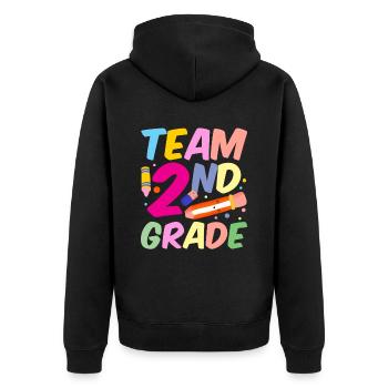 Équipe Enseignant de deuxième année École de deuxième année - Veste à capuche bio Premium Unisexe - noir - Dos - Nico (187cm)