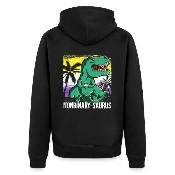 Pride LGBTQ Nonbinary Saurus Costume Pride Month - Unisex Premium Organic Zip Hoodie - black - Back - Nico (187cm)