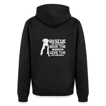 Animal Rescue Animal Welfare Animal Lover Gift - Unisex Premium Organic Zip Hoodie - black - Back - Nico (187cm)