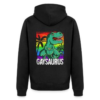 Pride LGBTQ Gaysaurus Kostüm Pride Month - Unisex Premium Bio Zip Hoodie - Schwarz - Hinten - Nico (187cm)