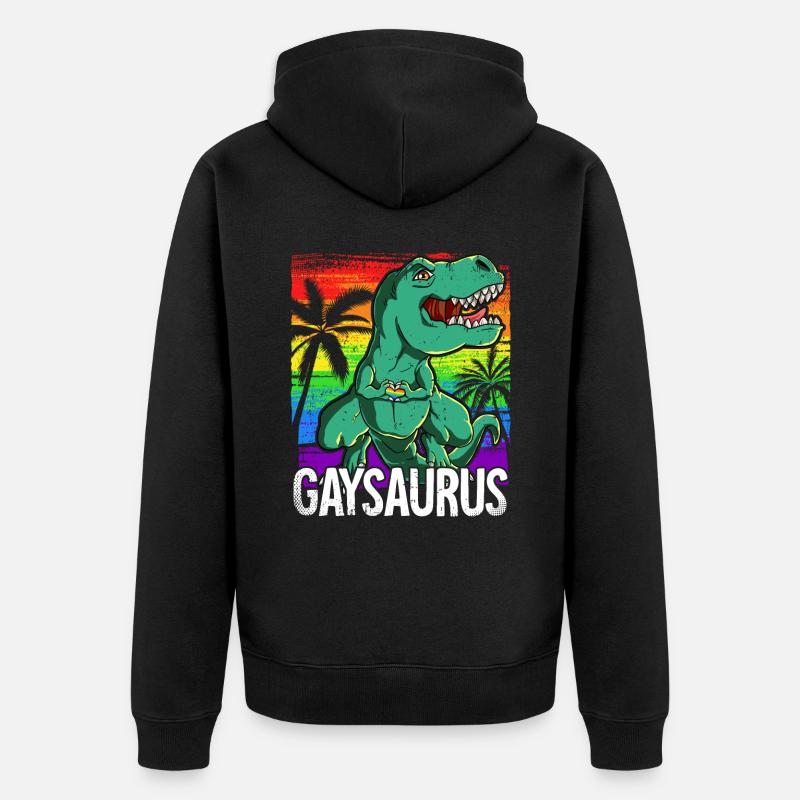Fierté LGBTQ Gaysaurus Costume Mois de la fierté - Veste à capuche bio Premium Unisexe - noir