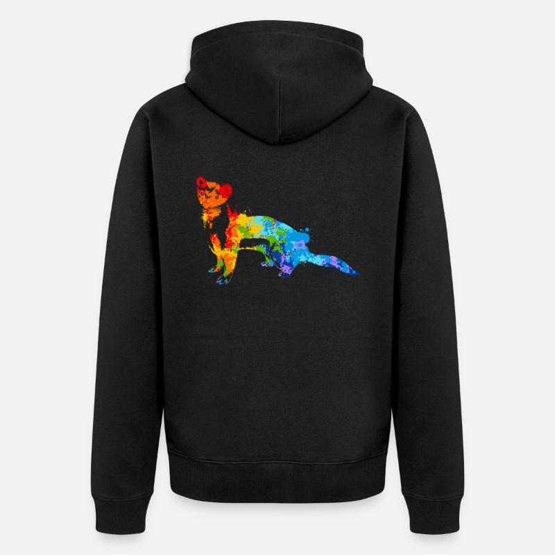 Weasel Splash Art Ferret Animal - Veste à capuche bio Premium Unisexe - noir